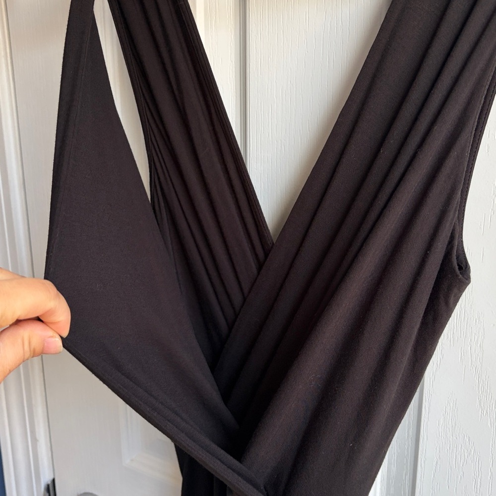 KLD Jumpsuit Jersey Knit Super Wide Legged Surplice V-neck Size Large USA Made - Picture 4 of 10